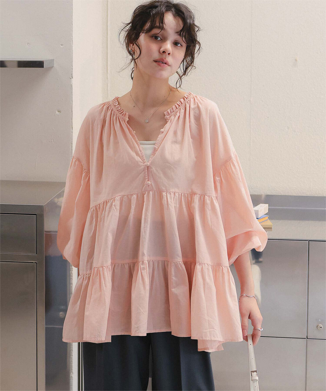titivate「コットンボイルティアードチュニック/トップス」|シャツ・ブラウス|
