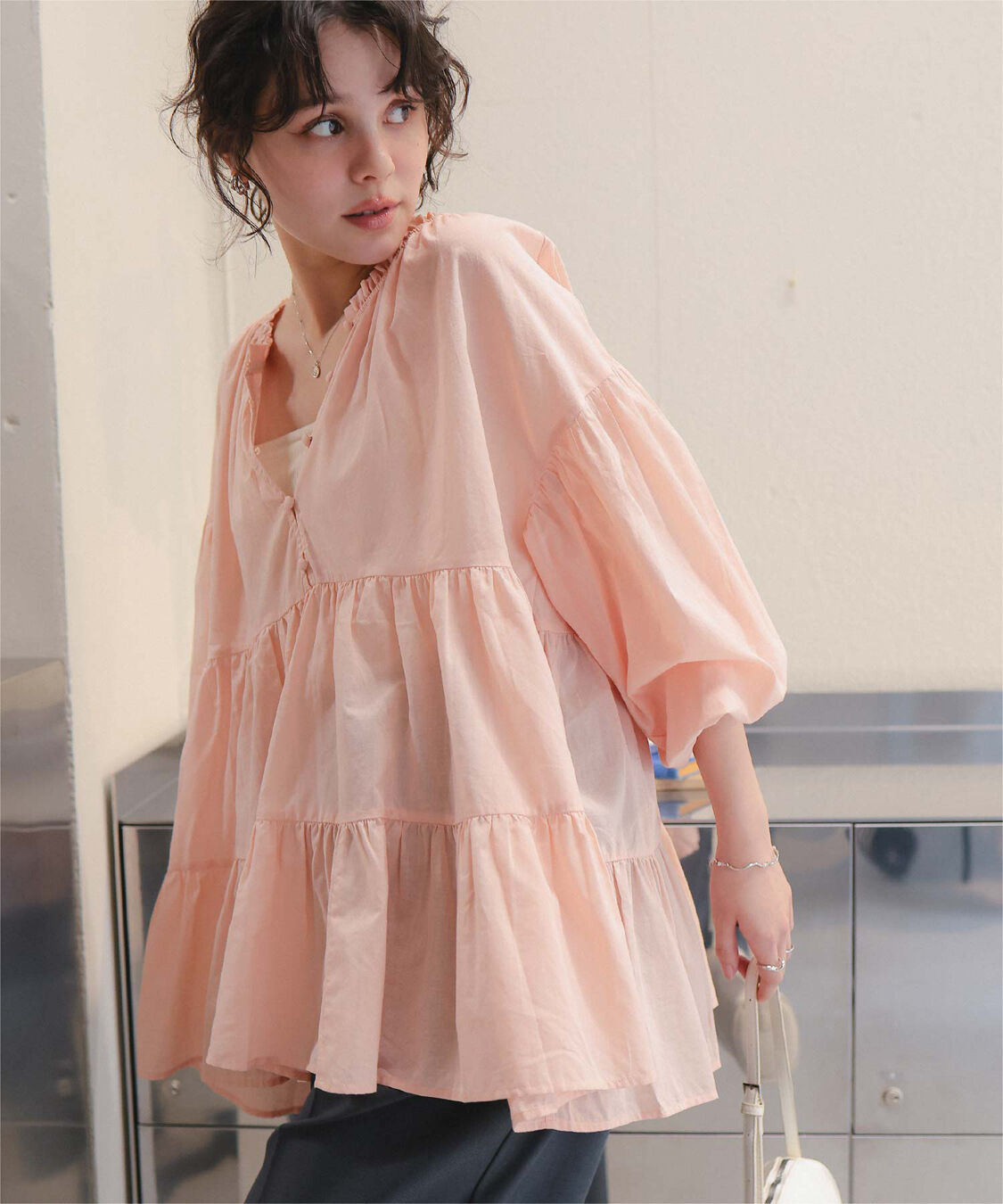 titivate「コットンボイルティアードチュニック/トップス」|シャツ・ブラウス|