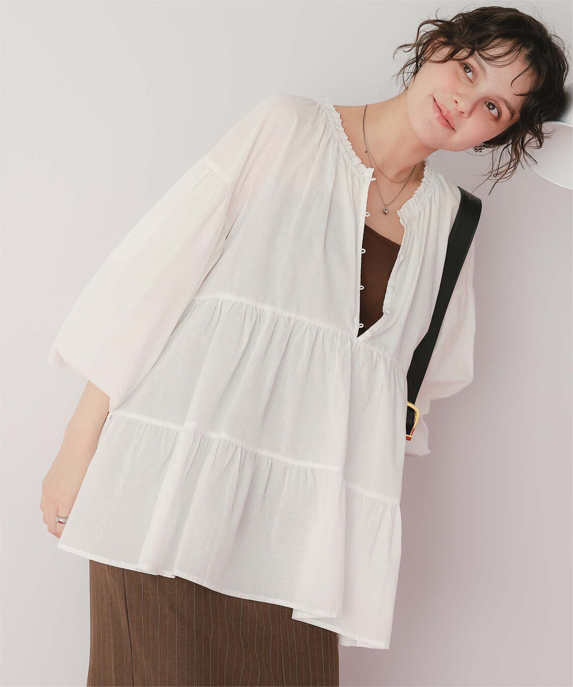 titivate「コットンボイルティアードチュニック/トップス」|シャツ・ブラウス|オフホワイト