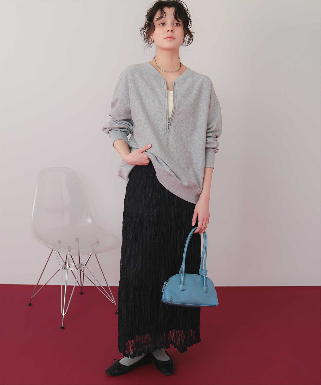 titivate「ワッシャーレーススカート」|スカート|