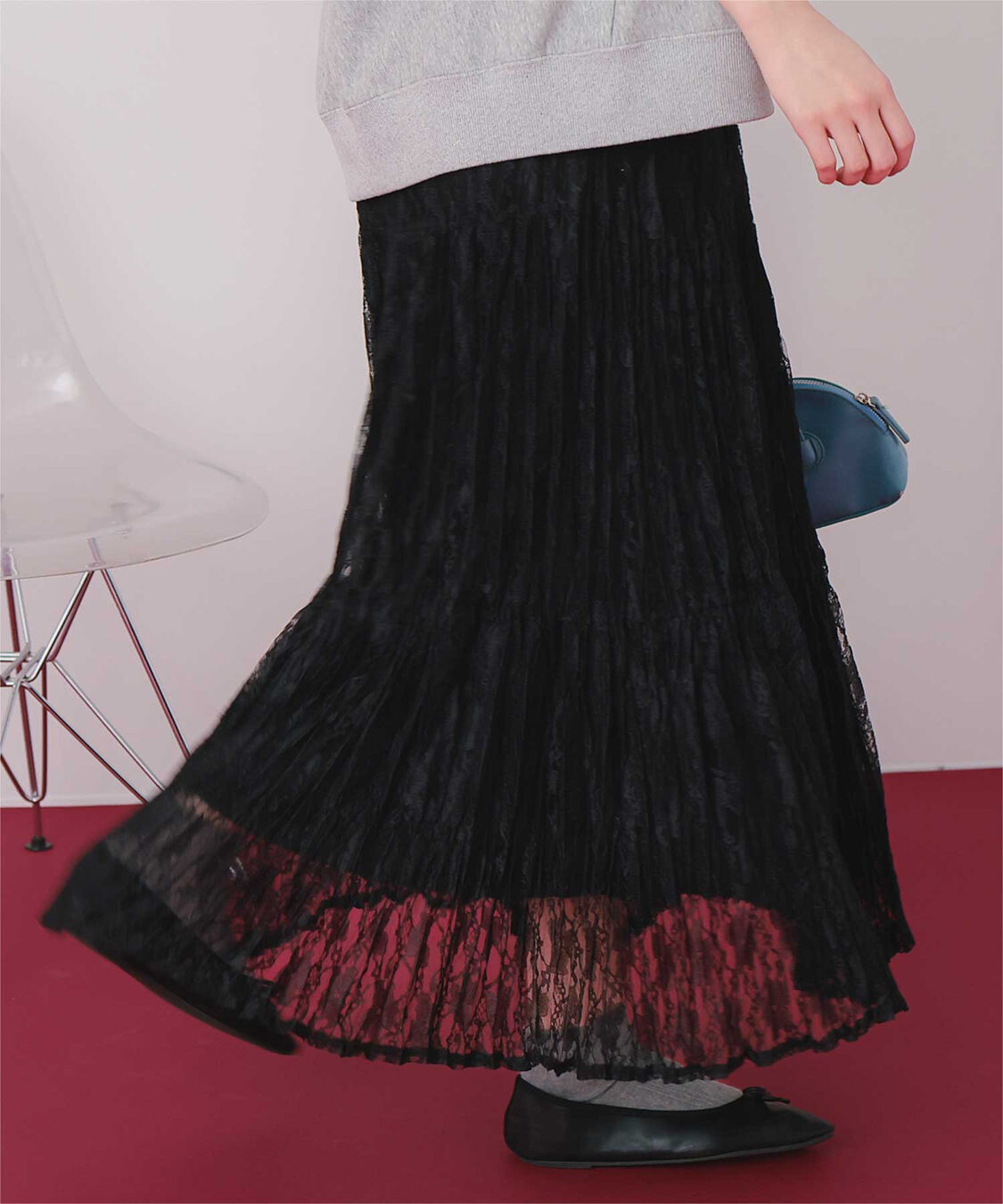 titivate「ワッシャーレーススカート」|スカート|