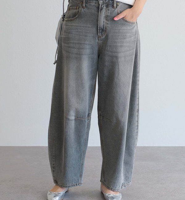  「【低身長・高身長対応/サイズ展開あり】デニムカーブレッグパンツ」|デニム|