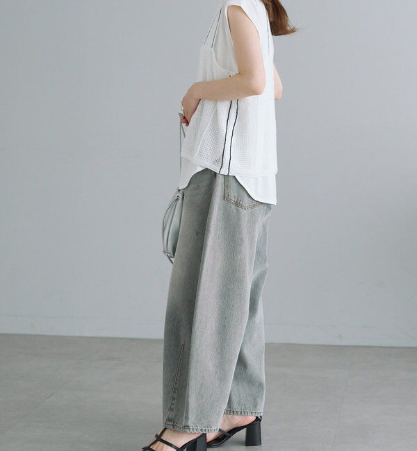  「【低身長・高身長対応/サイズ展開あり】デニムカーブレッグパンツ」|デニム|