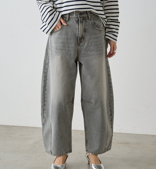  「【低身長・高身長対応/サイズ展開あり】デニムカーブレッグパンツ」|デニム|