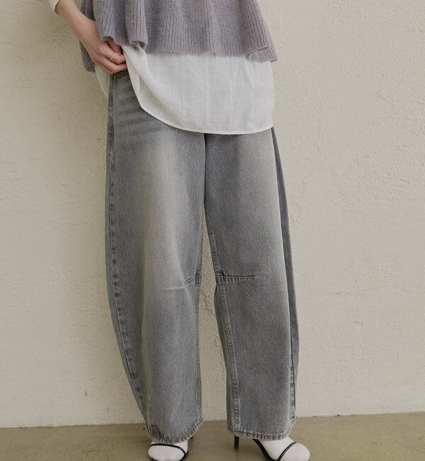  「【低身長・高身長対応/サイズ展開あり】デニムカーブレッグパンツ」|デニム|