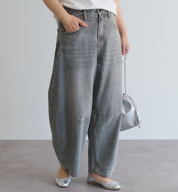  「【低身長・高身長対応/サイズ展開あり】デニムカーブレッグパンツ」|デニム|