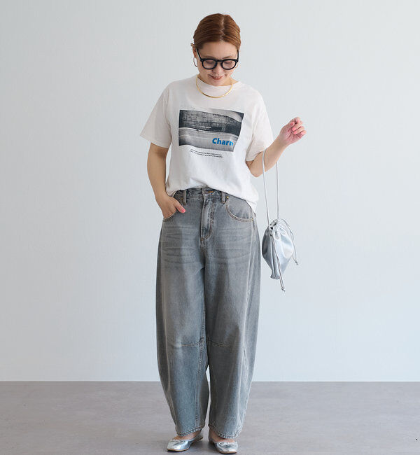  「【低身長・高身長対応/サイズ展開あり】デニムカーブレッグパンツ」|デニム|