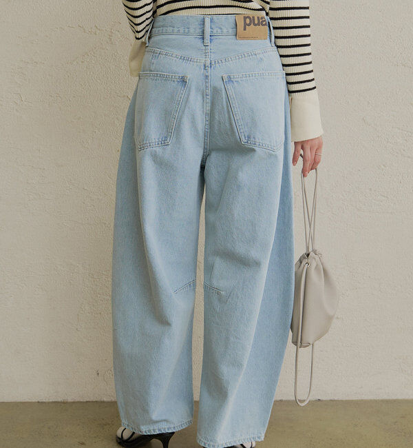  「【低身長・高身長対応/サイズ展開あり】デニムカーブレッグパンツ」|デニム|