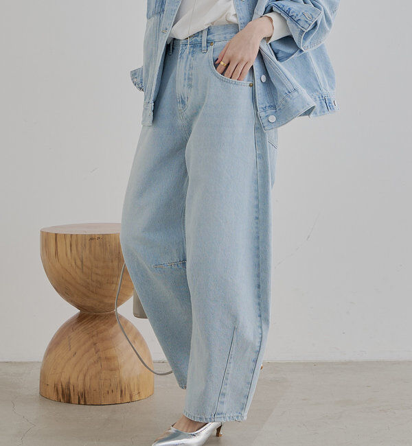  「【低身長・高身長対応/サイズ展開あり】デニムカーブレッグパンツ」|デニム|