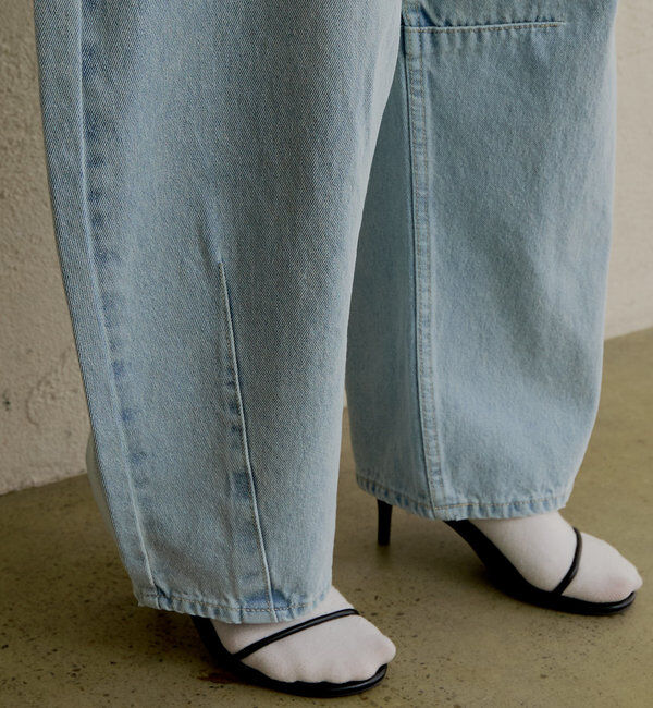  「【低身長・高身長対応/サイズ展開あり】デニムカーブレッグパンツ」|デニム|