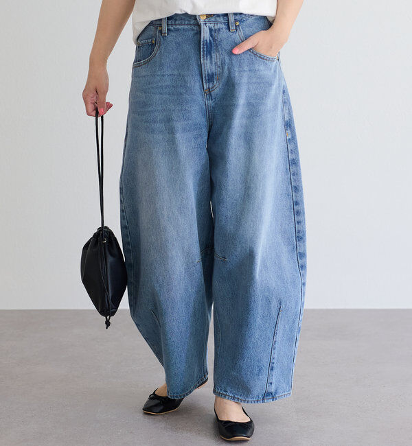  「【低身長・高身長対応/サイズ展開あり】デニムカーブレッグパンツ」|デニム|