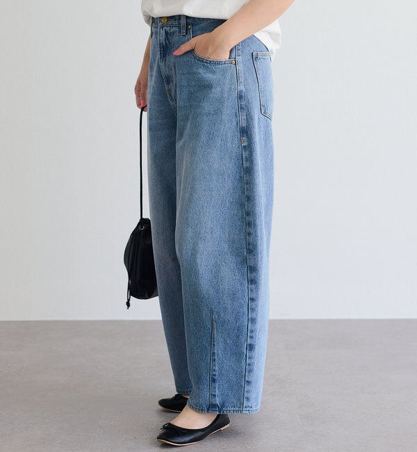  「【低身長・高身長対応/サイズ展開あり】デニムカーブレッグパンツ」|デニム|