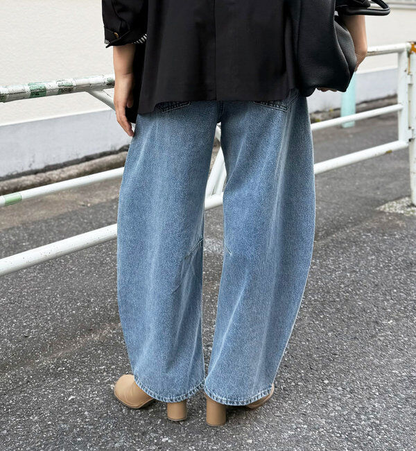  「【低身長・高身長対応/サイズ展開あり】デニムカーブレッグパンツ」|デニム|