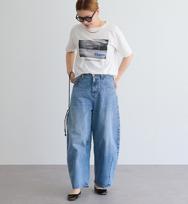  「【低身長・高身長対応/サイズ展開あり】デニムカーブレッグパンツ」|デニム|