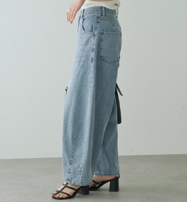  「【25th】綿麻デニムカーブシルエットパンツ」|デニム|