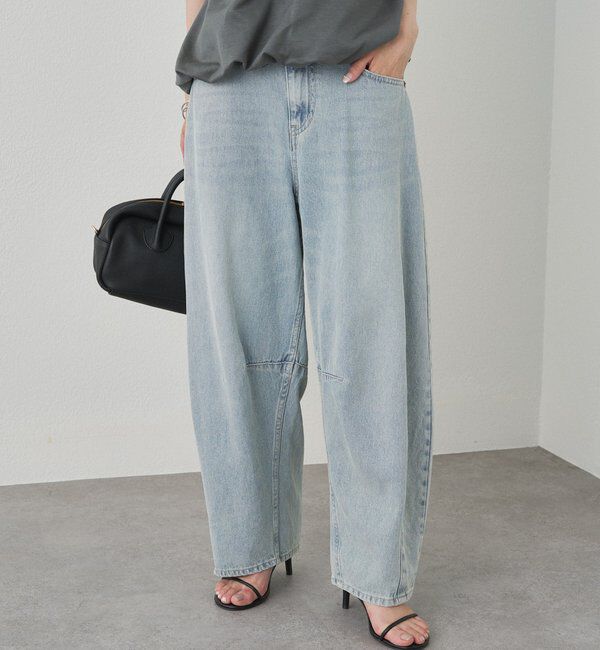  「【25th】綿麻デニムカーブシルエットパンツ」|デニム|