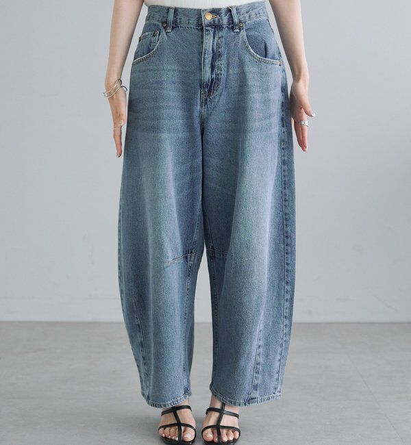  「【25th】綿麻デニムカーブシルエットパンツ」|デニム|