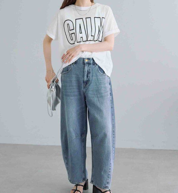  「【25th】綿麻デニムカーブシルエットパンツ」|デニム|