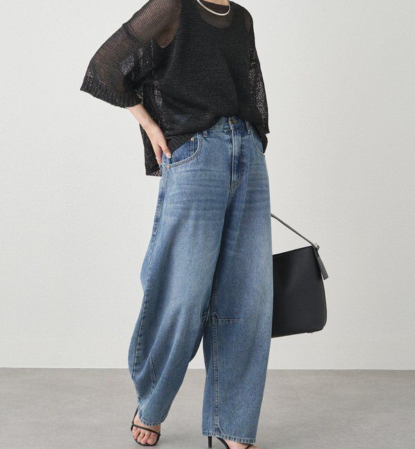  「【25th】綿麻デニムカーブシルエットパンツ」|デニム|