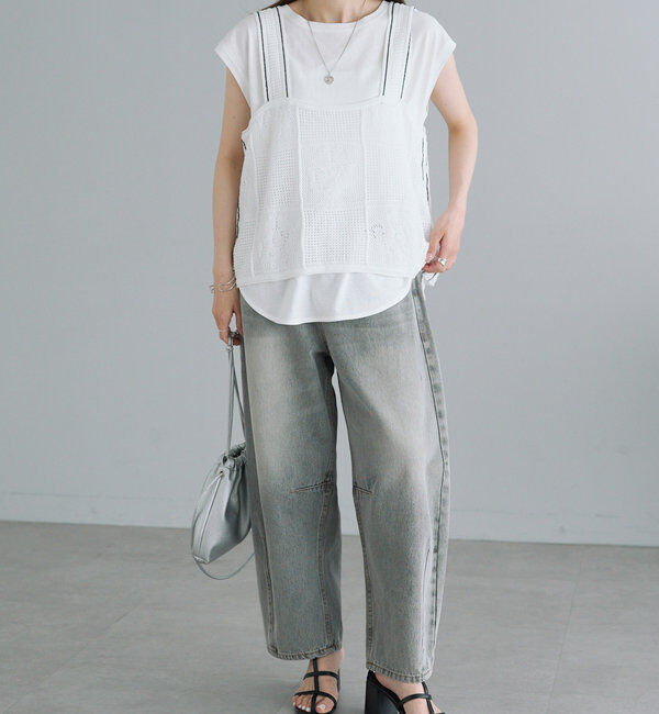  「配色透かし編みビスチェ」|ニット・セーター|