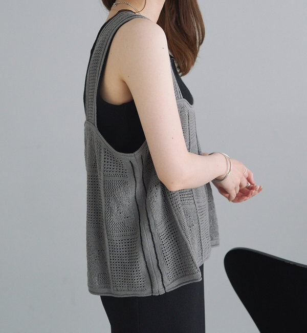  「配色透かし編みビスチェ」|ニット・セーター|