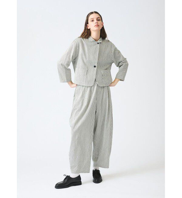 mizuiro ind「mizuiro ind ヒッコリーワイドテーパードパンツ」|その他|