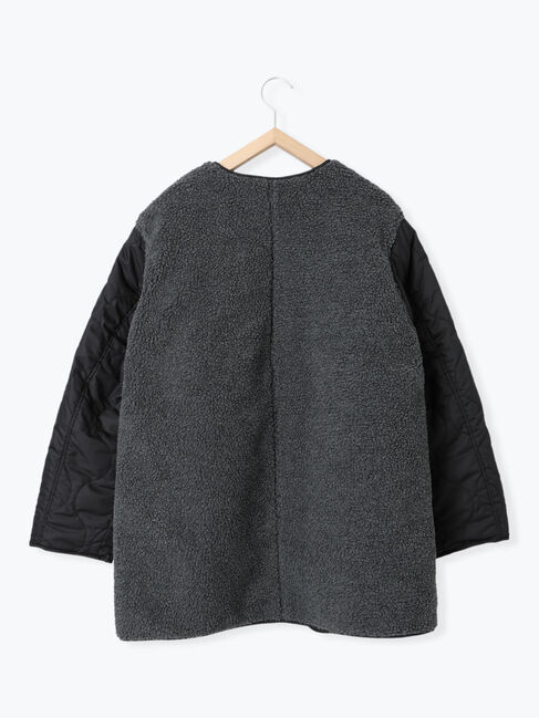 Samansa Mos2 blue「ボア&times;キルトリバーシブルコート」|ブルゾン・スタジャン|