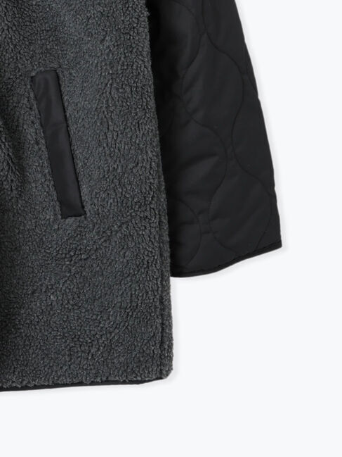 Samansa Mos2 blue「ボア&times;キルトリバーシブルコート」|ブルゾン・スタジャン|