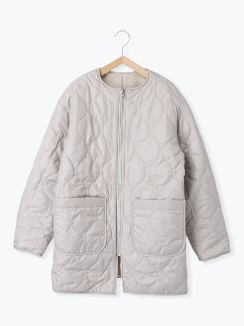 Samansa Mos2 blue「ボア&times;キルトリバーシブルコート」|ブルゾン・スタジャン|