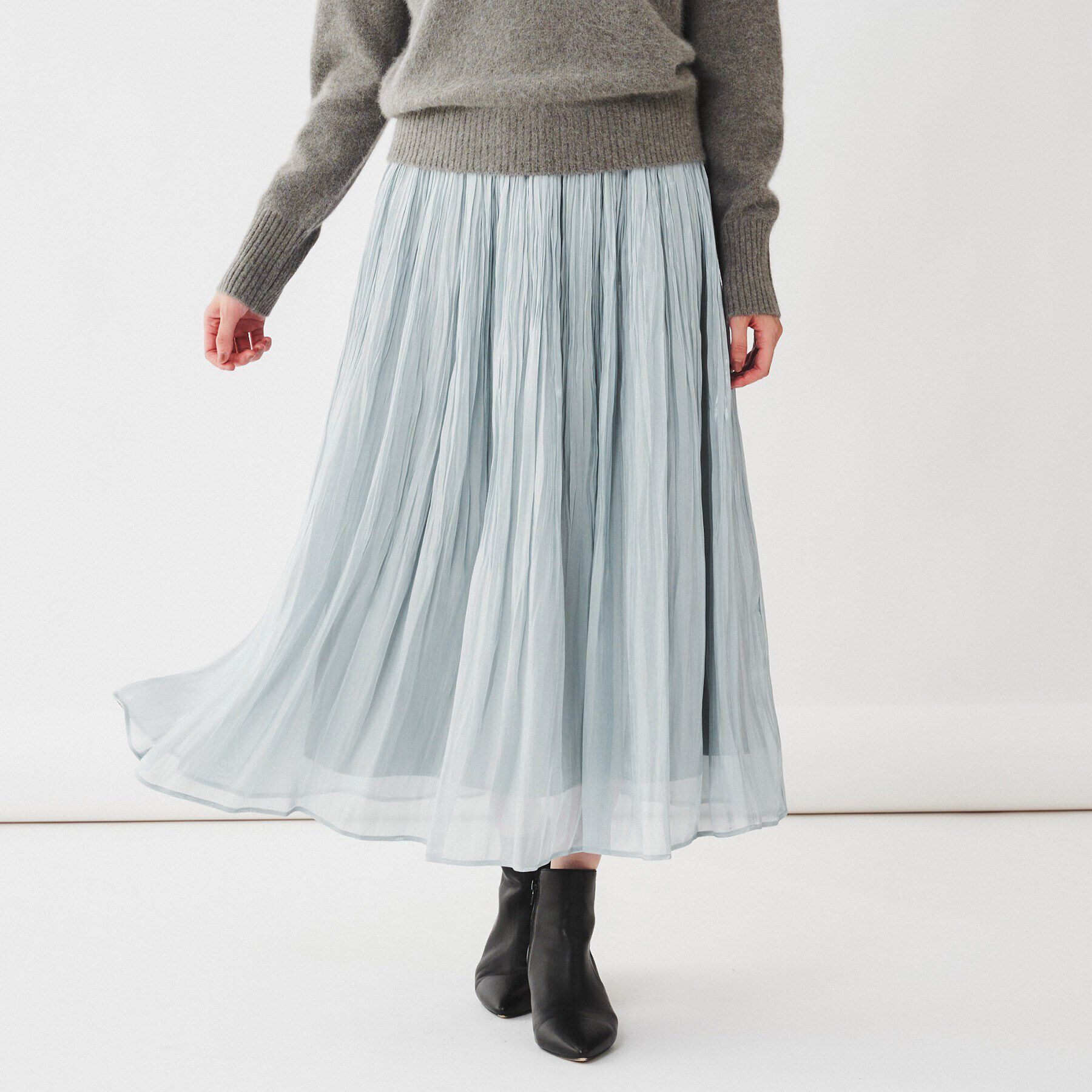 UNTITLED「【ウエストゴム/洗える】シアープリーツスカート」|スカート|