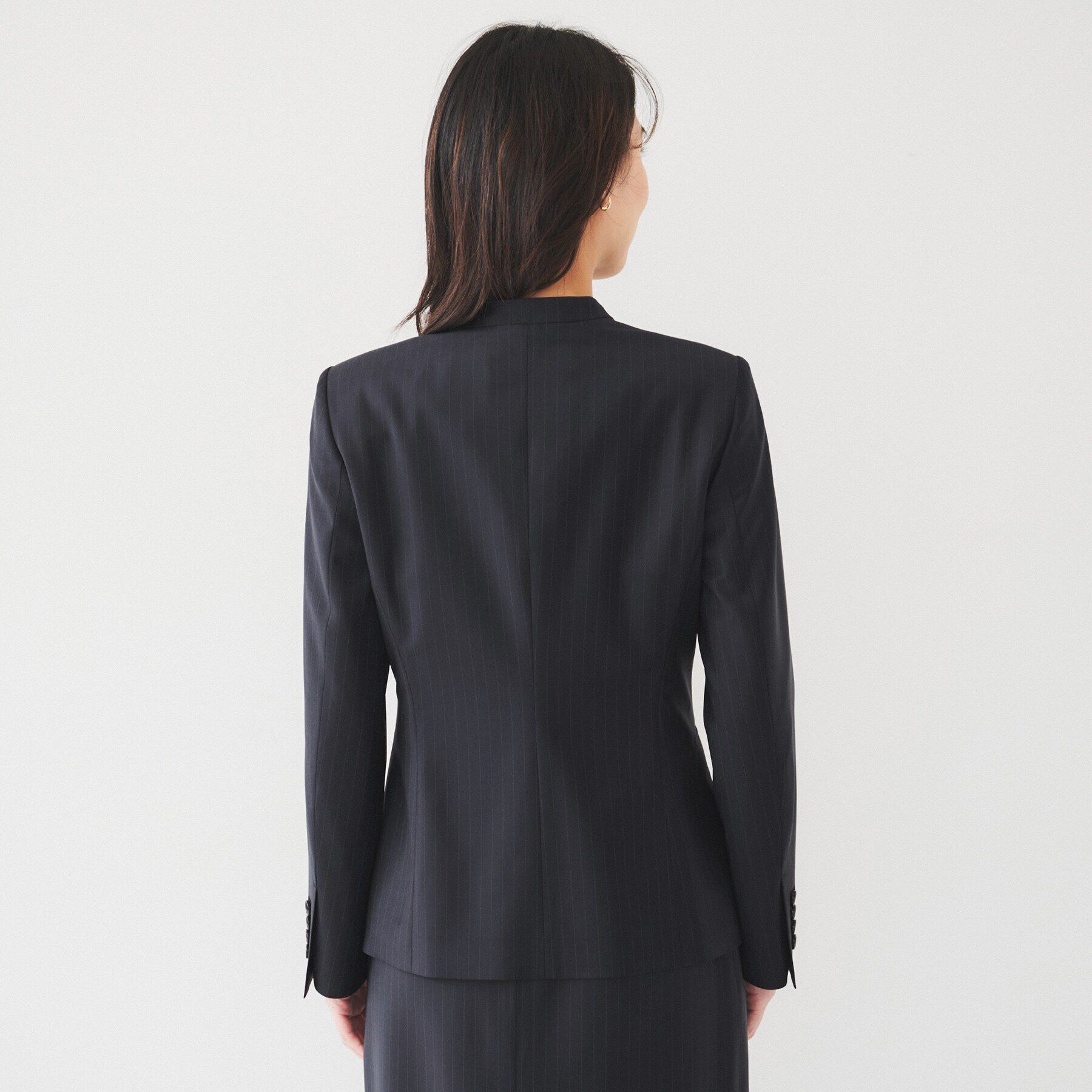 UNTITLED「【通勤スーツ】ウーステッド カラーレスジャケット」|ノーカラージャケット|