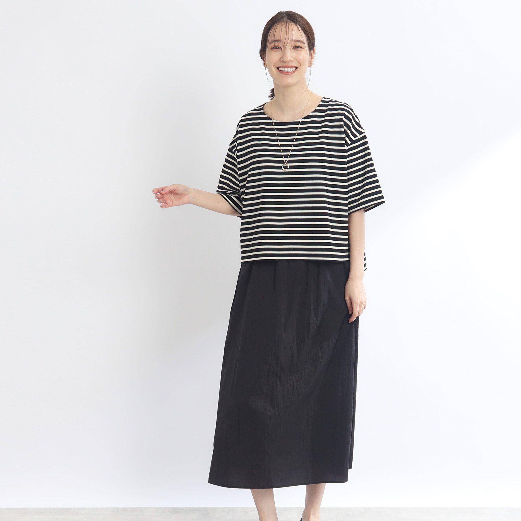 Reflect「【E‐QUALITY／手洗い可／セットアイテム】ボーダープルオーバー＋タンクトップワンピース」|ワンピース|