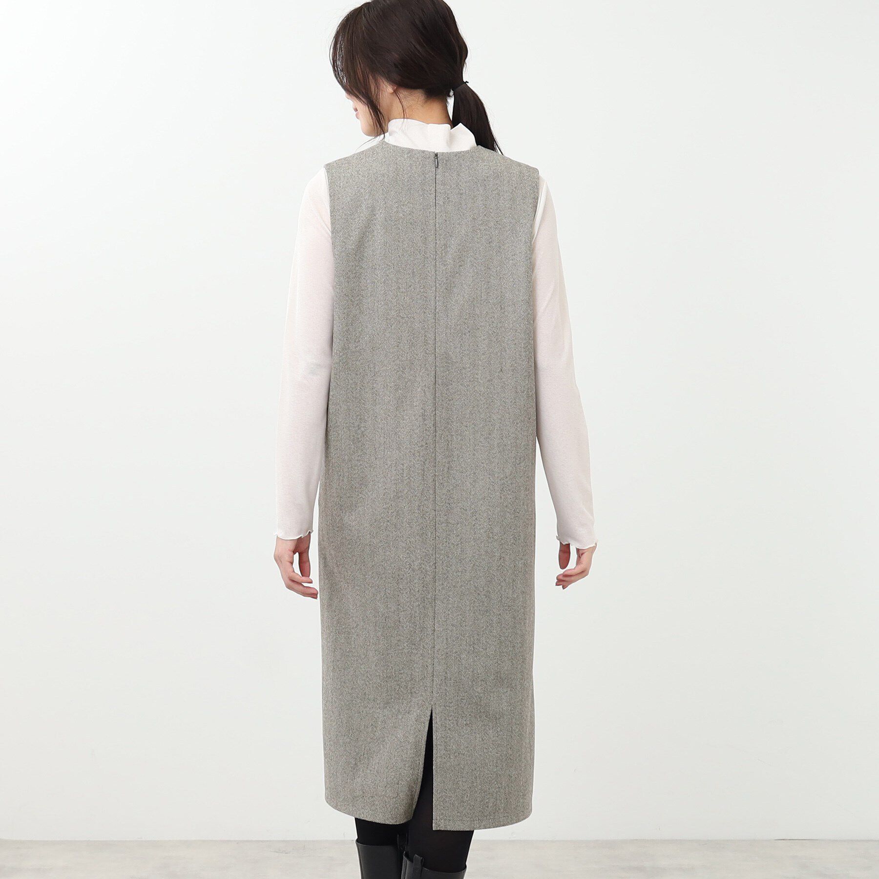 Reflect「【E‐QUALITY／手洗い可】へリンボン柄ジャンパースカート」|ワンピース|