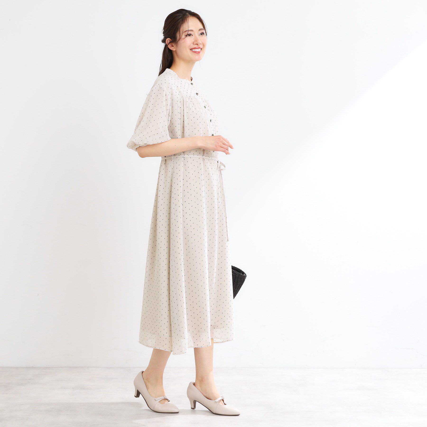 Reflect「【夏SALE／WEB先行カラーあり／リボン取り外し可／マシンウォッシュ可】コツキ柄プリントワンピース」|ワンピース|