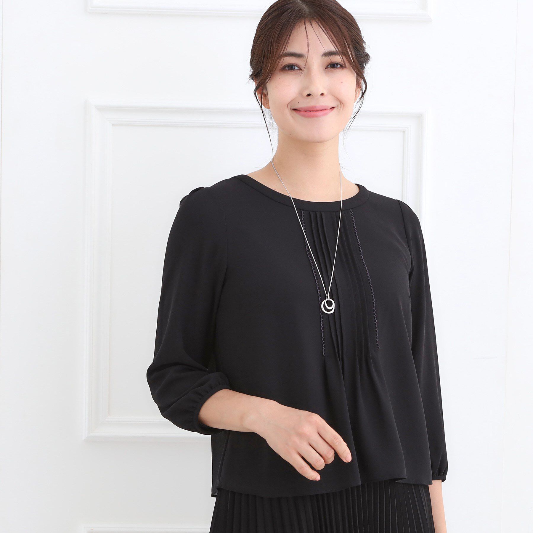 Reflect「【フォーマル／入卒／お仕事に◎】ピンタック&times;スカラレースブラウス」|シャツ・ブラウス|