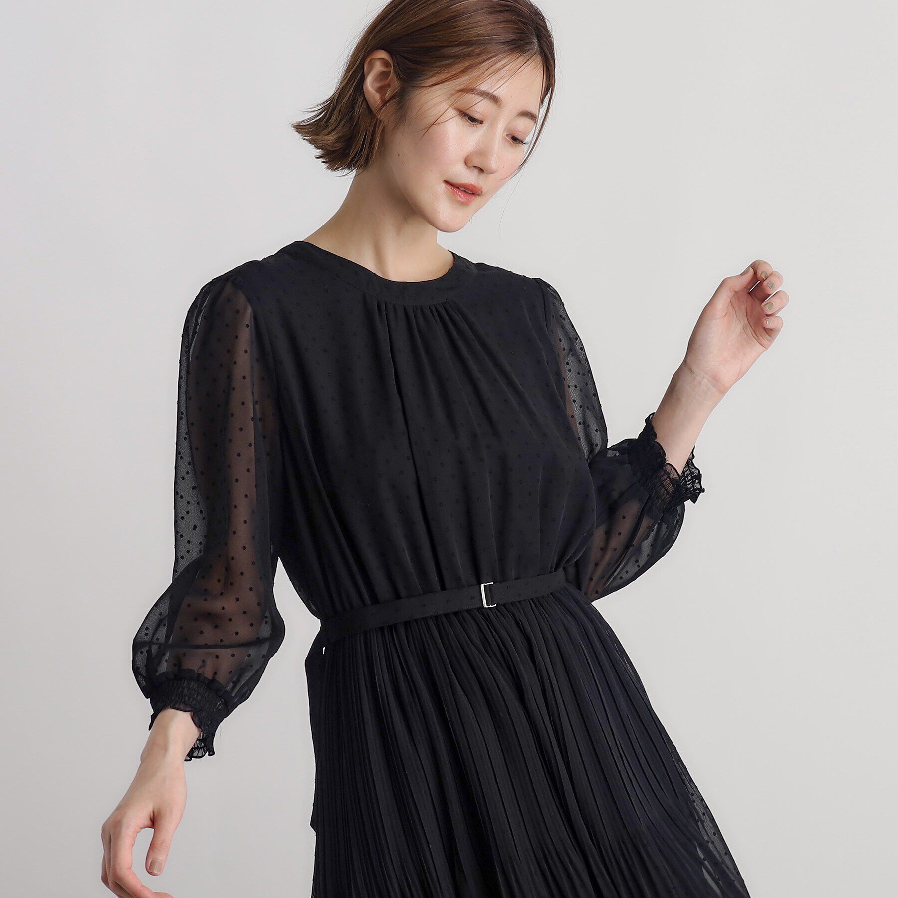 grove「ドビーアソートチェックプリントワンピース」|ワンピース|