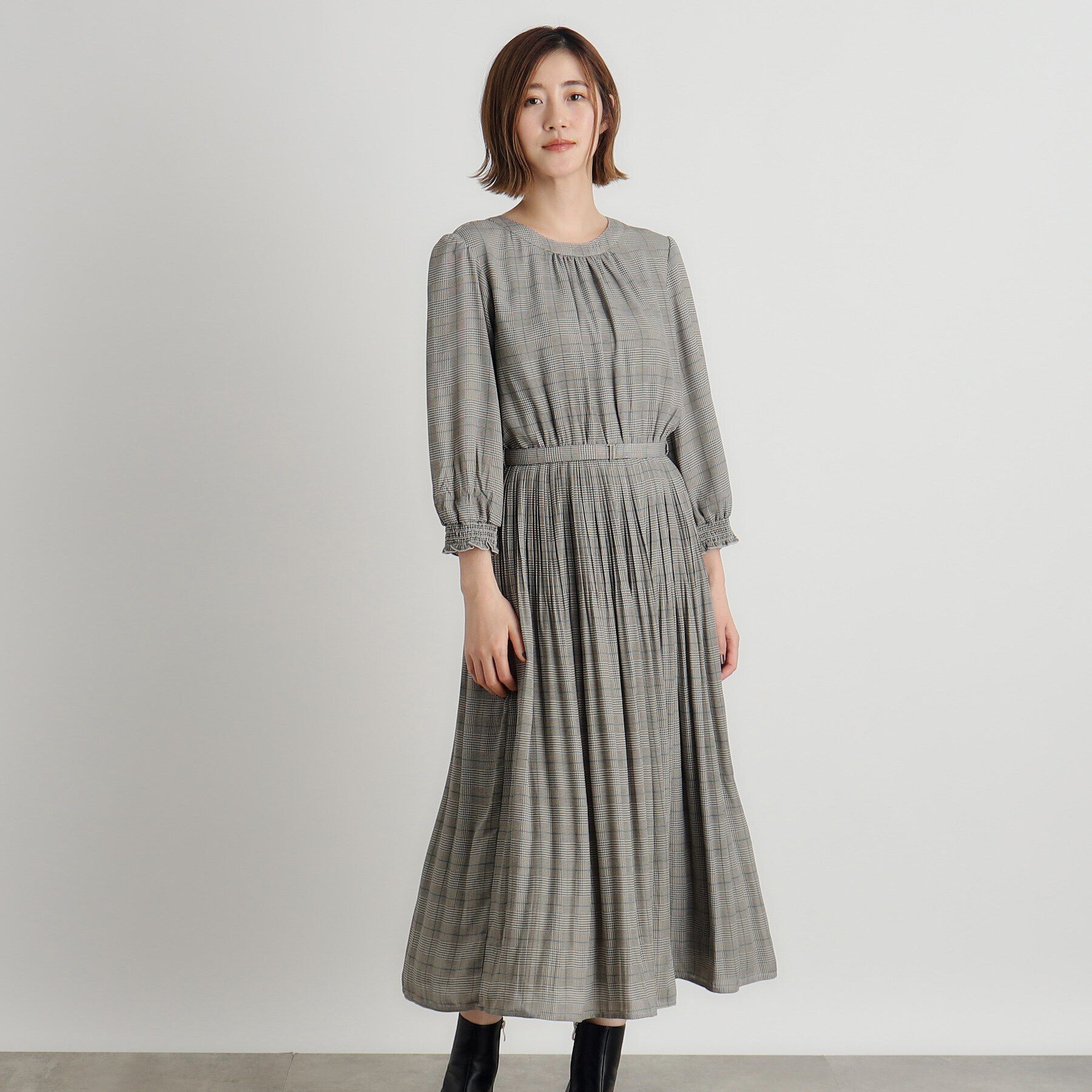 grove「ドビーアソートチェックプリントワンピース」|ワンピース|