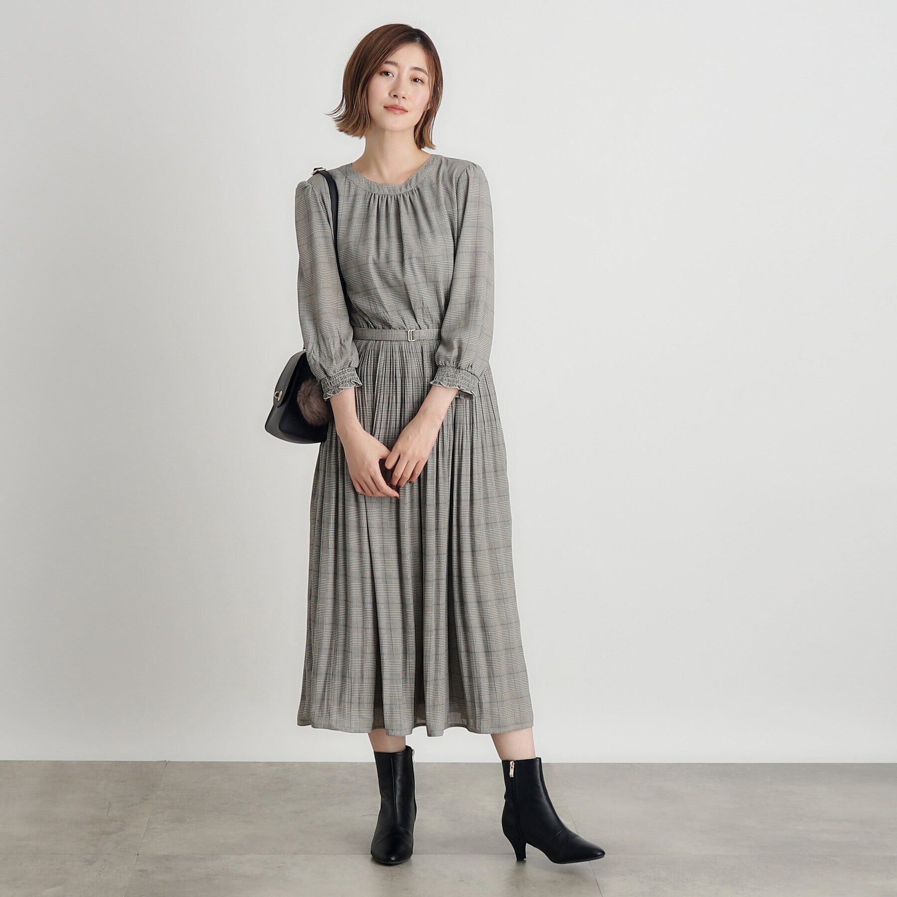 grove「ドビーアソートチェックプリントワンピース」|ワンピース|