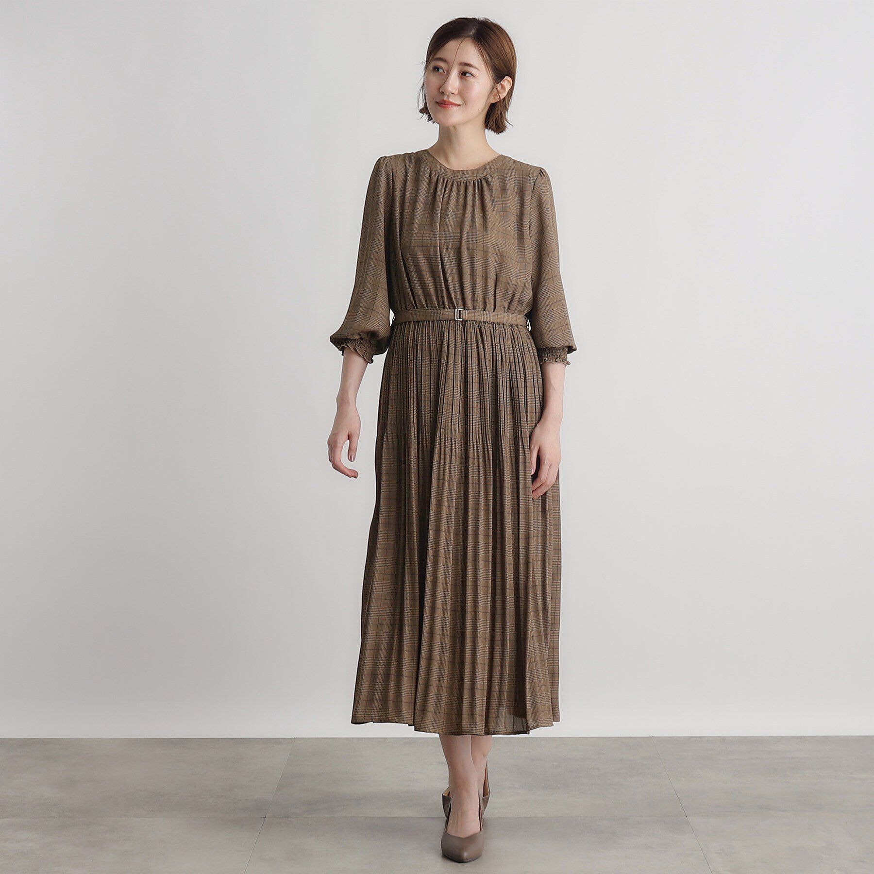 grove「ドビーアソートチェックプリントワンピース」|ワンピース|