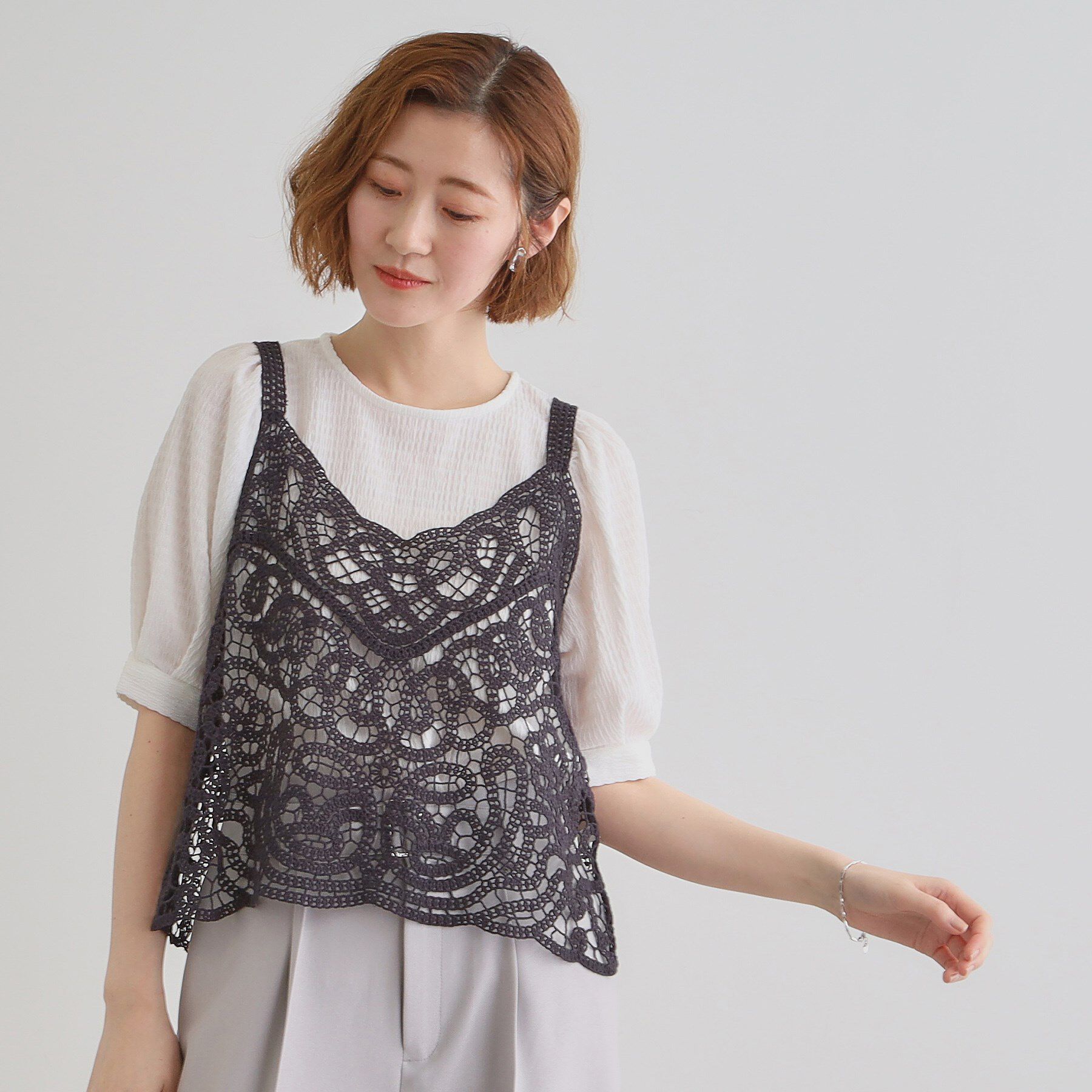 grove「1枚でお洒落に決まるレースビスチェ&times;ブラウスSET」|シャツ・ブラウス|