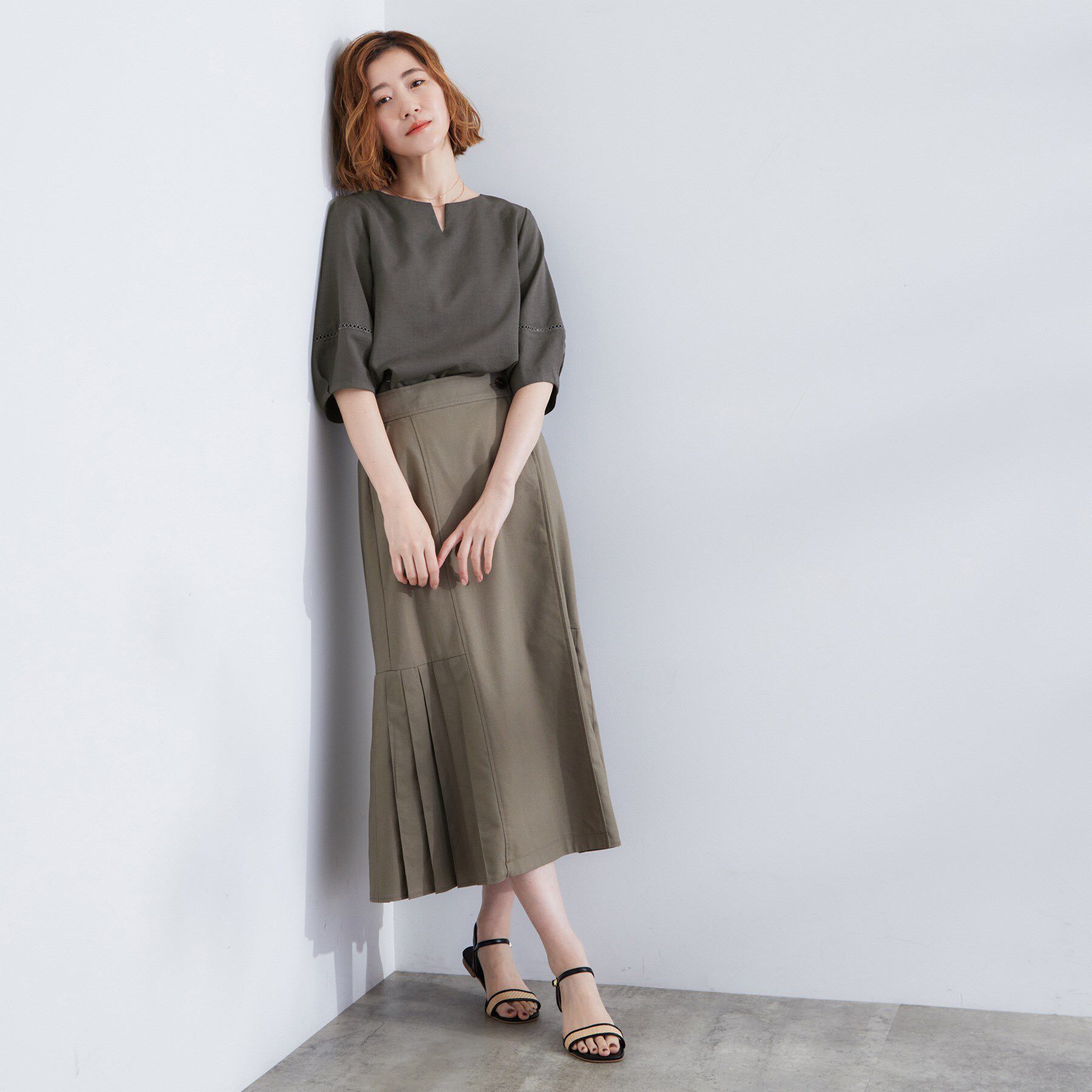 grove「お洒落に決まる 麻調袖コンシャスブラウス」|シャツ・ブラウス|