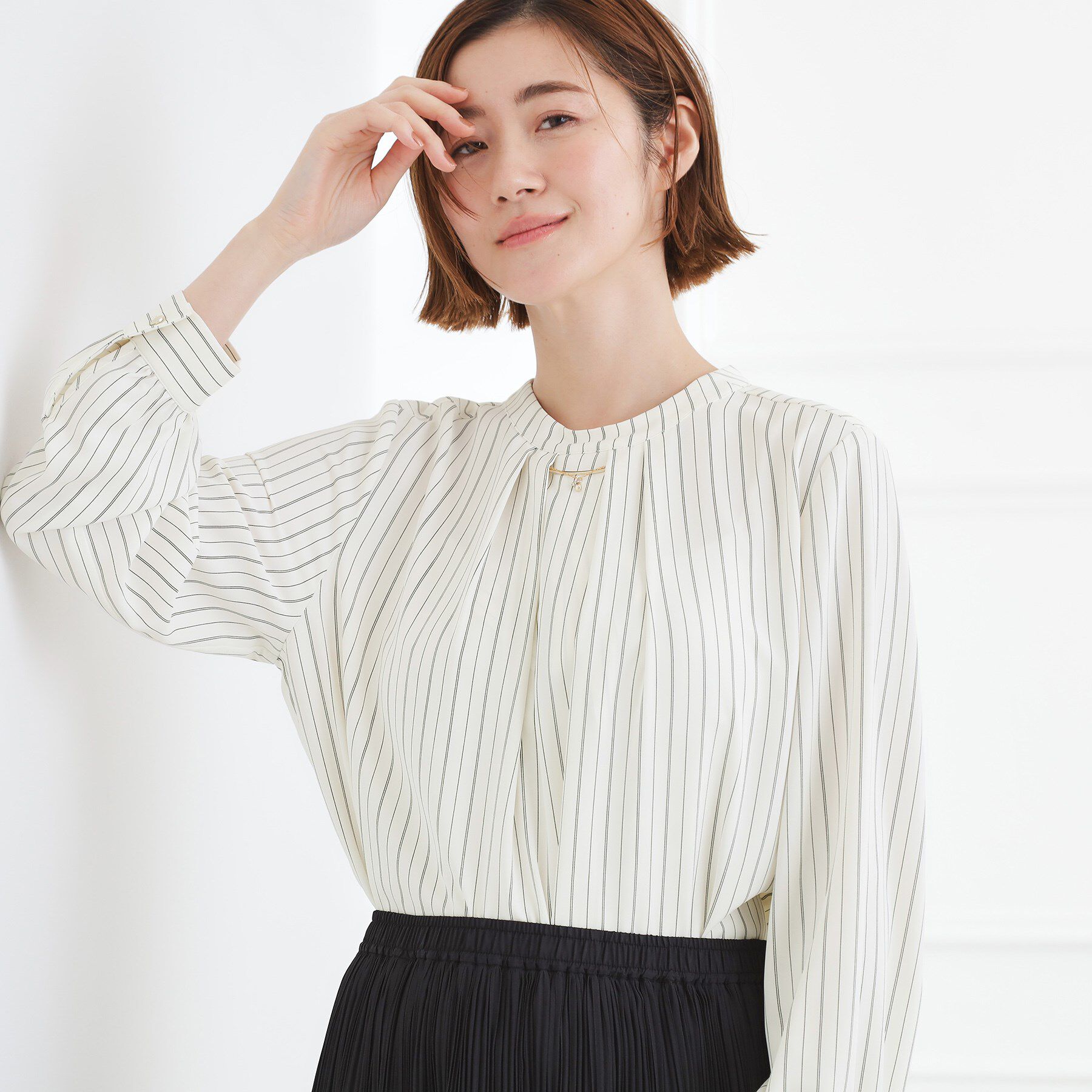 grove「【マシンウォッシュ/防シワ/UVカット】ボウタイブラウス【マルチWAY】」|シャツ・ブラウス|