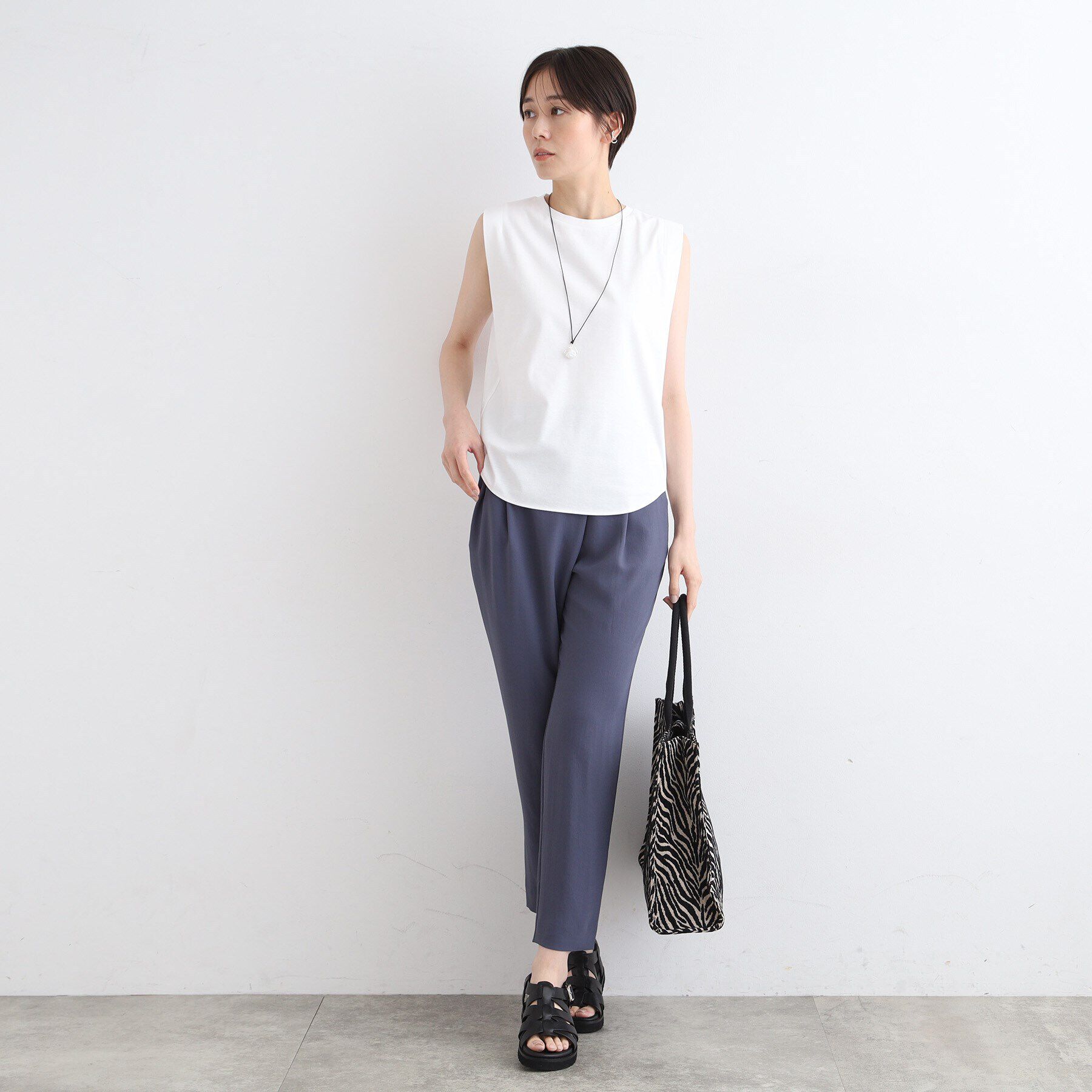 INDIVI「【洗える／UVケア／SETUP可能】ラップ風テーパードパンツ」|その他|