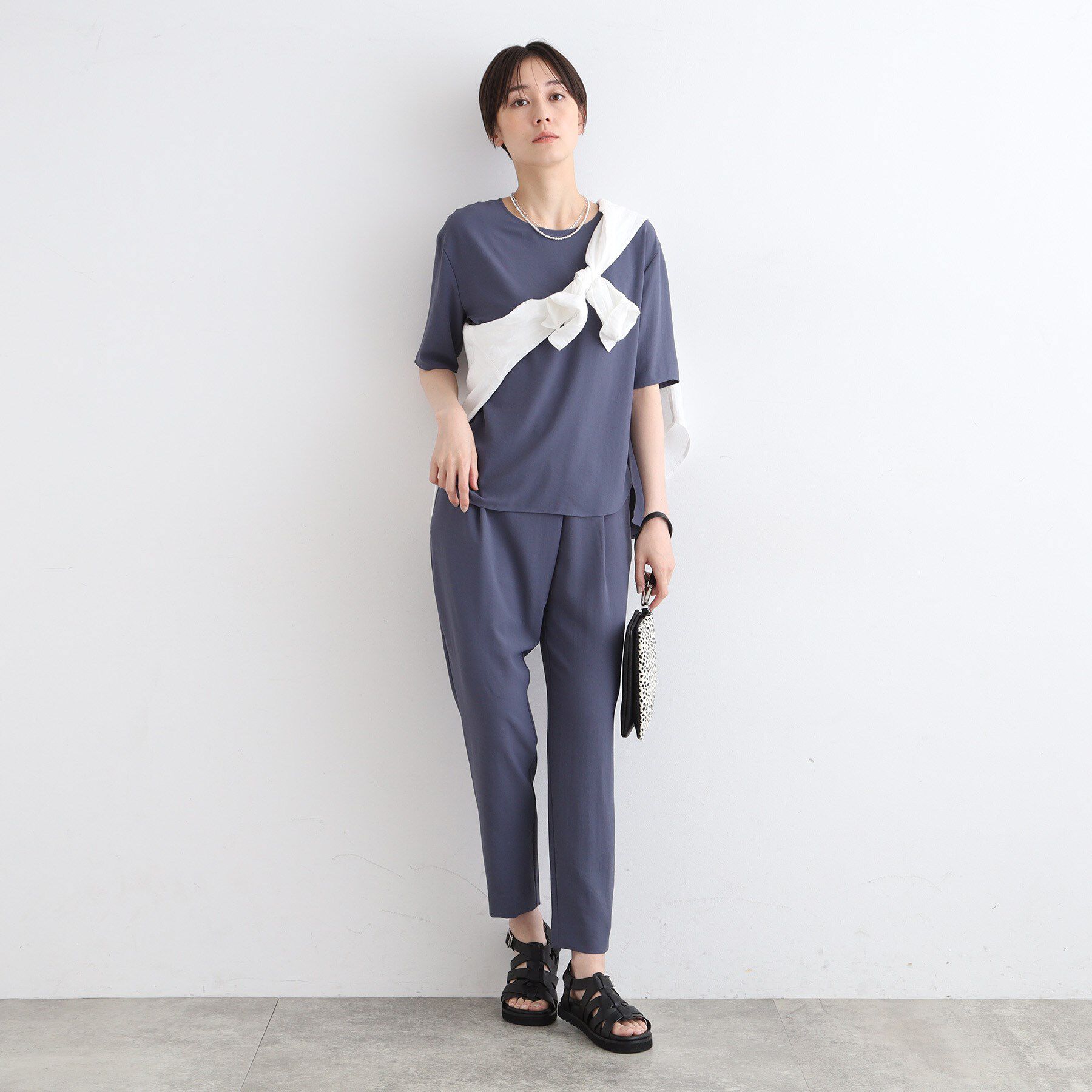 INDIVI「【洗える／UVケア／SETUP可能】ラップ風テーパードパンツ」|その他|