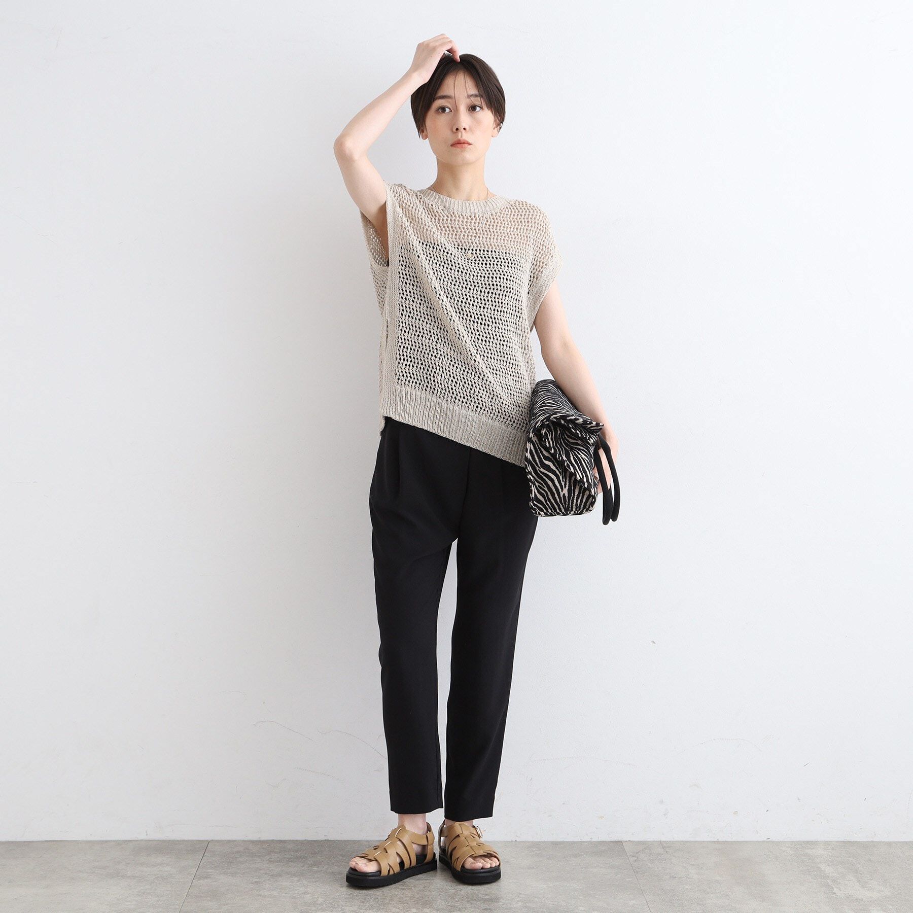 INDIVI「【洗える／UVケア／SETUP可能】ラップ風テーパードパンツ」|その他|