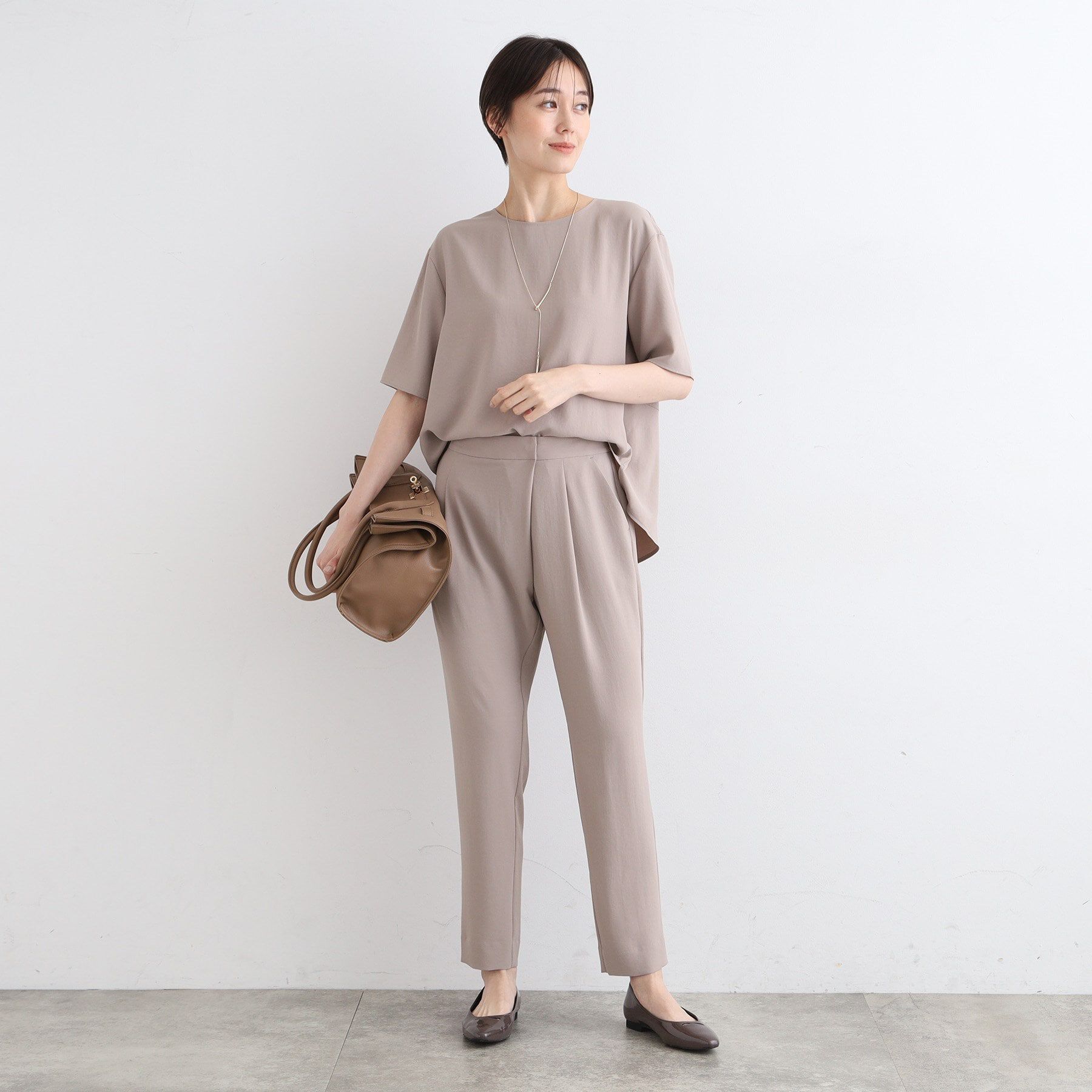 INDIVI「【洗える／UVケア／SETUP可能】ラップ風テーパードパンツ」|その他|