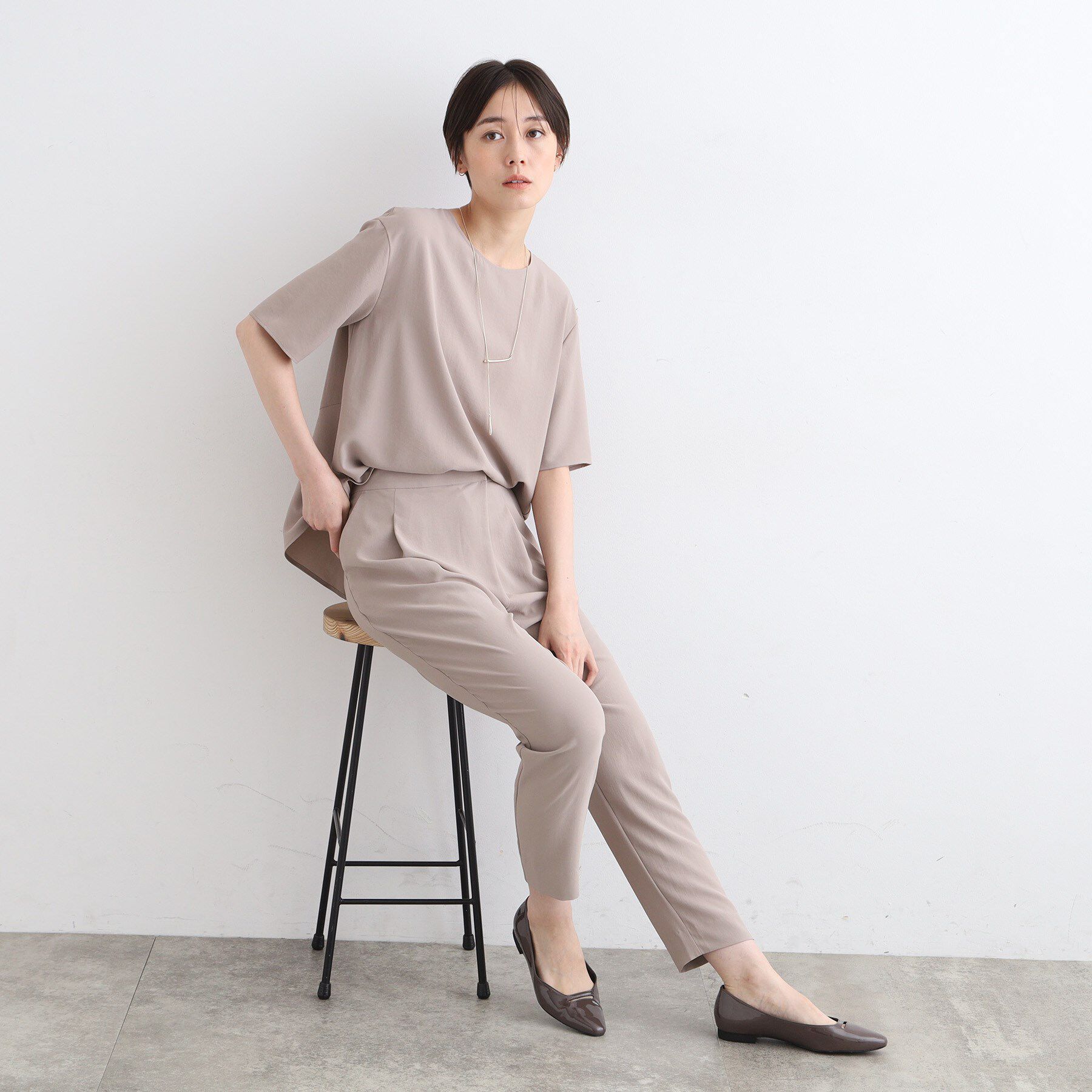 INDIVI「【洗える／UVケア／SETUP可能】ラップ風テーパードパンツ」|その他|