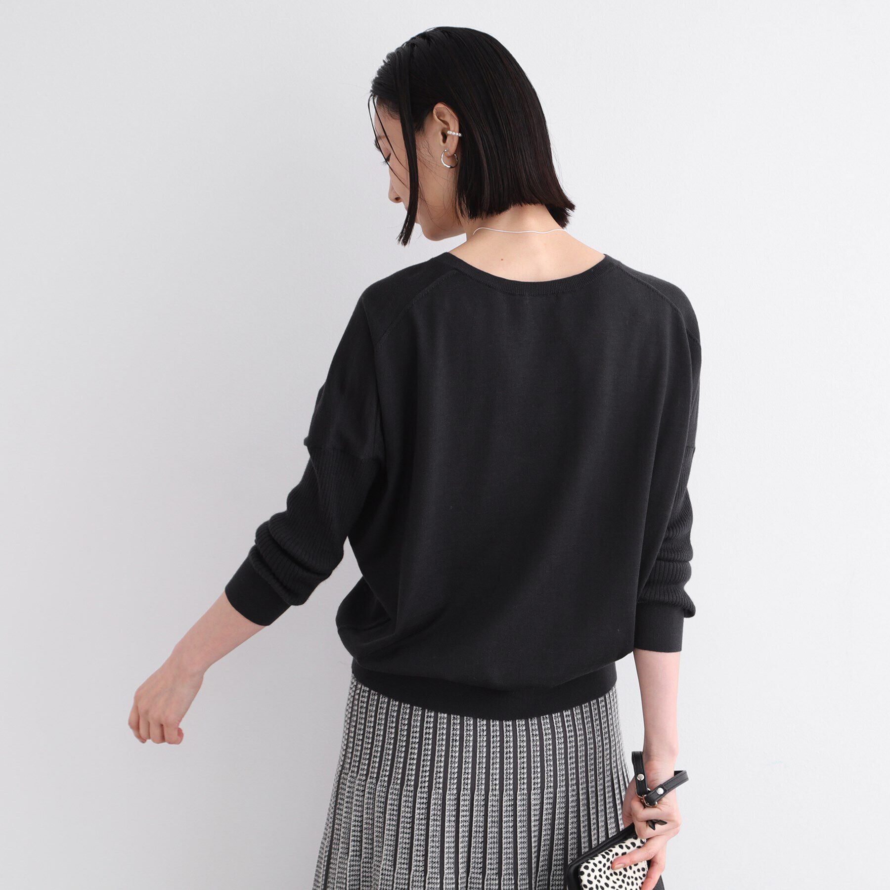 INDIVI「【ウール混】リブスリーブコンパクトニット」|ニット・セーター|