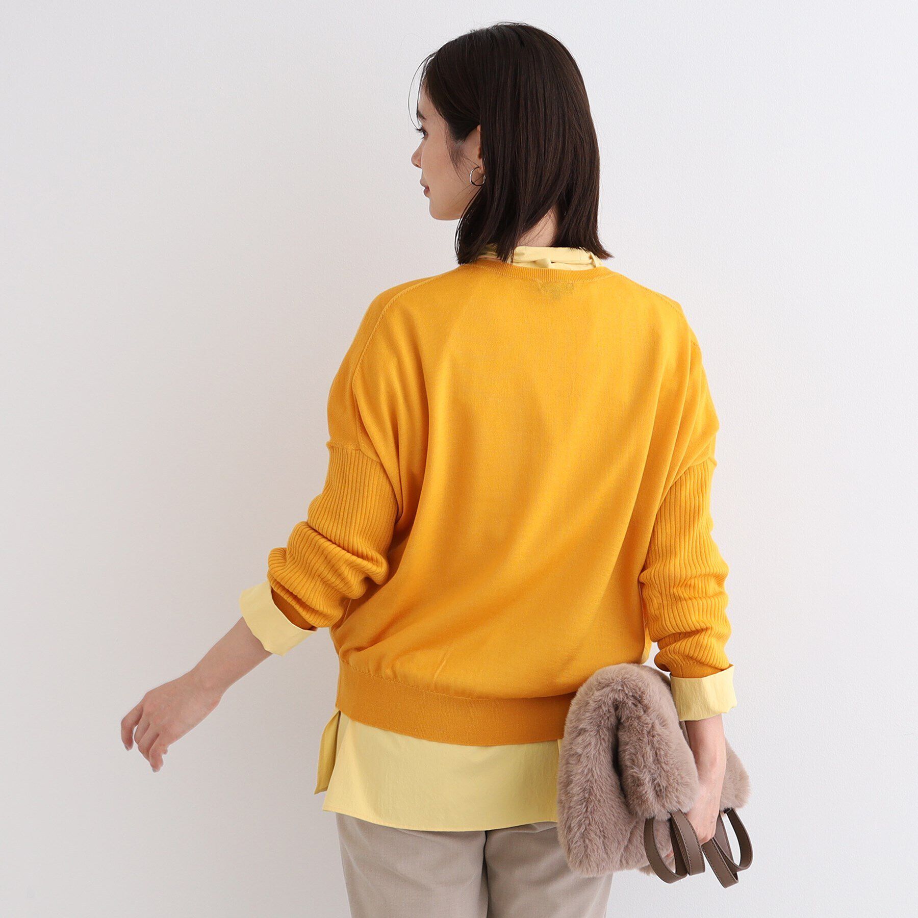 INDIVI「【ウール混】リブスリーブコンパクトニット」|ニット・セーター|