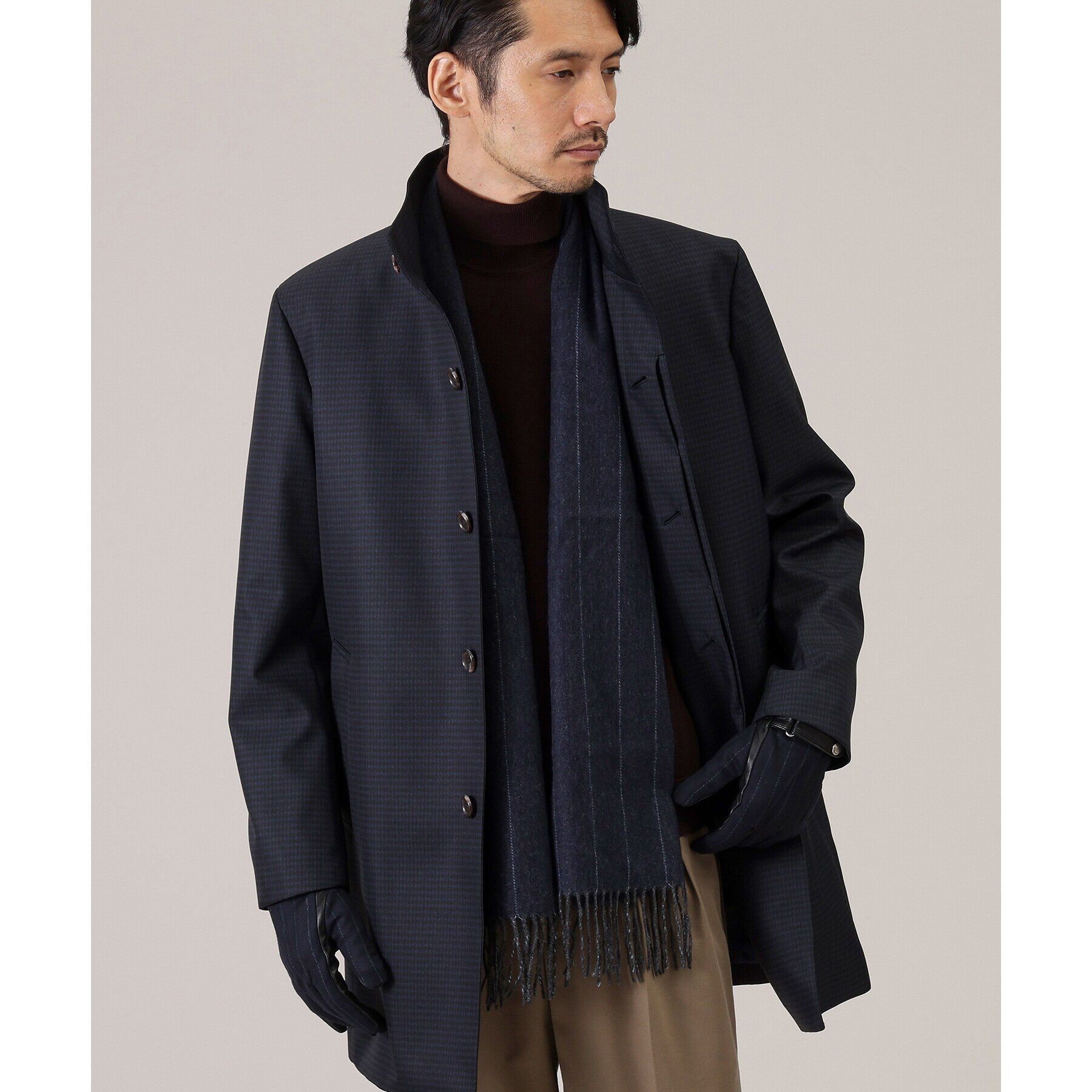 TAKEO KIKUCHI「【スマホ対応】ウール&times;レザー コンビ グローブ」|手袋|